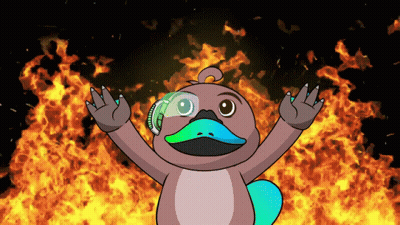 Duck Standing In Front Of Fire With Arms Outstretched GIF