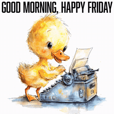 Duck Typing On Typewriter Good Morning Happy Friday GIF