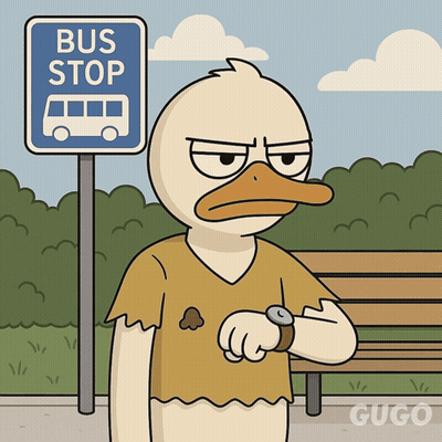 Duck Waiting At Bus Stop GIF