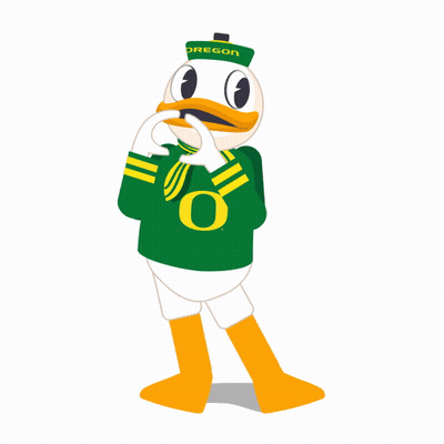 Duck Wearing Green Oregon Shirt GIF