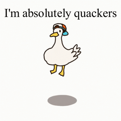 Duck Wearing Hat Saying I'm Absolutely Quackers GIF