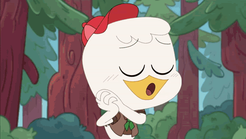 Duck Wearing Red Hat And Brown Vest GIF