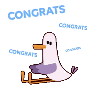 Duck With Congrats Behind It Sticker