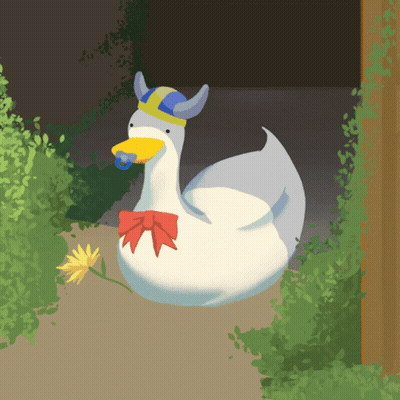 Duck With Pacifier And Red Bow GIF