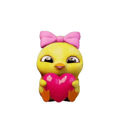 Duck With Pink Heart Sticker