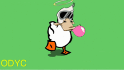 Duck With Shades And Bubblegum Waddle GIF