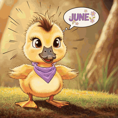 Duck With Speech Bubble Saying June GIF