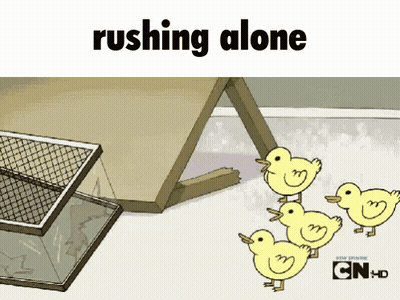 Ducklings With Rushing Alone Text GIF