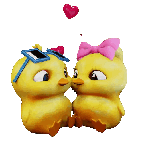 Ducks Kissing With Hearts Sticker