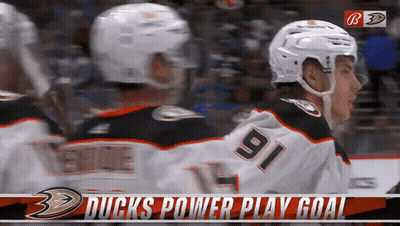 Ducks Power Play Goal Is Shown On A Screen GIF