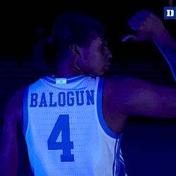 Duke Player Balogun Flexing Jersey GIF