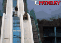 Dumb Guys Go Down Waterslide Fail GIF