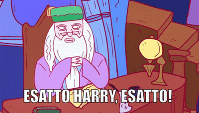 Dumbledore Sitting At Table With Esatto Harry Esatto GIF