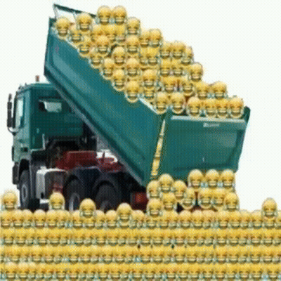 Dump Truck Filled With Smiley Faces GIF