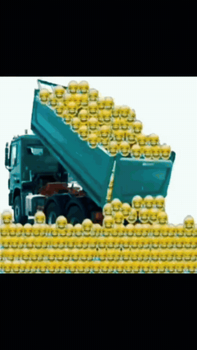 Dump Truck Filled With Smiley Faces Driving GIF