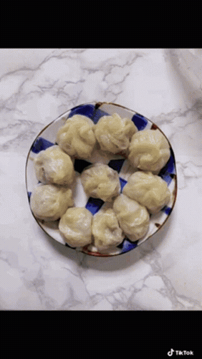 Dumplings On Checkered Plate With TikTok GIF
