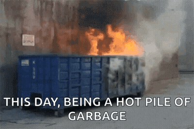 Dumpster On Fire This Day Being A Hot Pile Of Garbage GIF
