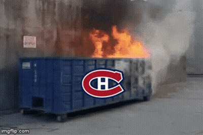 Dumpster On Fire With Canadiens Logo GIF