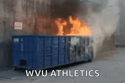 Dumpster On Fire With WVU Athletics GIF