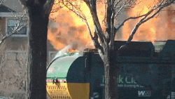 Dumpster Truck Fire In The Street GIF