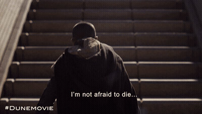Dune Movie Poster Man In Cape On Stairs GIF