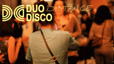Duo Distance Disco Poster Woman Taking Picture Of Group GIF
