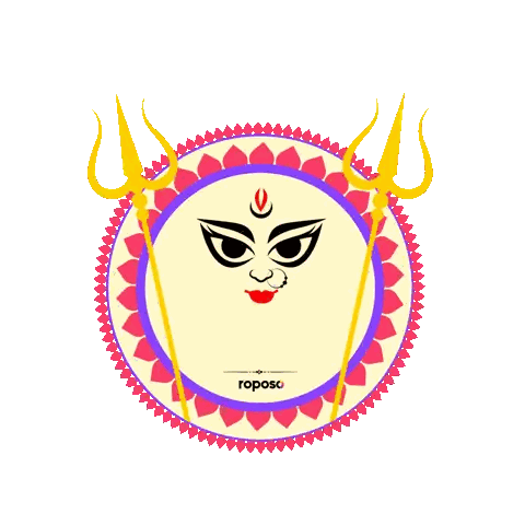 Durga Puja Greeting Card Woman With Trident Sticker