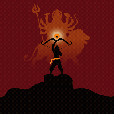 Dussehra Poster Man With Bow And Arrow GIF