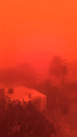 Dust Storm Casting Red Glow Middle East GIF