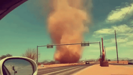 Dust Storm Spinning Sand Cloud Moving Along GIF