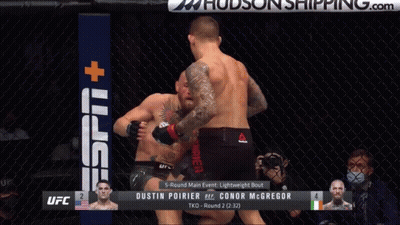 Dustin Poirier And Conor McGregor Fighting In Cage GIF