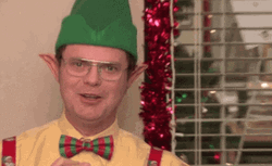 Dwight As Christmas Elf With Glasses GIF
