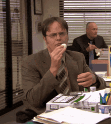 Dwight Schrute Eating Egg GIF