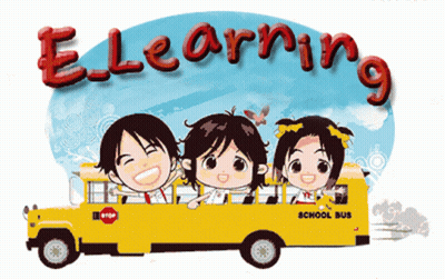 E Learning Cartoon Of Children On Bus GIF
