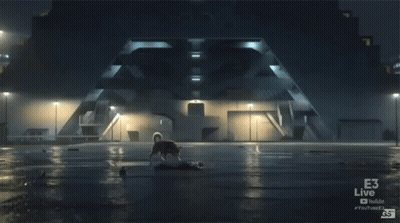 E3 Live Ad Dog Standing Next To Dead Body GIF