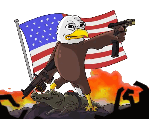 Eagle Holding Gun And Flag Sticker