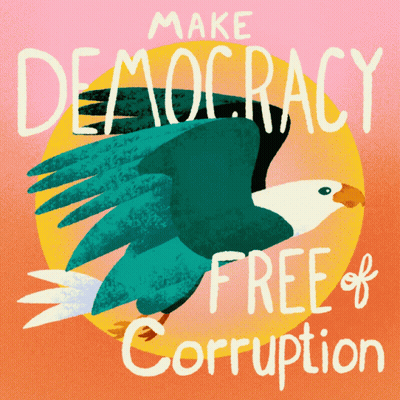 Eagle Poster Saying Make Democracy Free Of Corruption GIF
