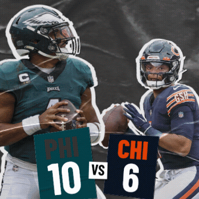 Eagles And Bears Players Holding Football GIF