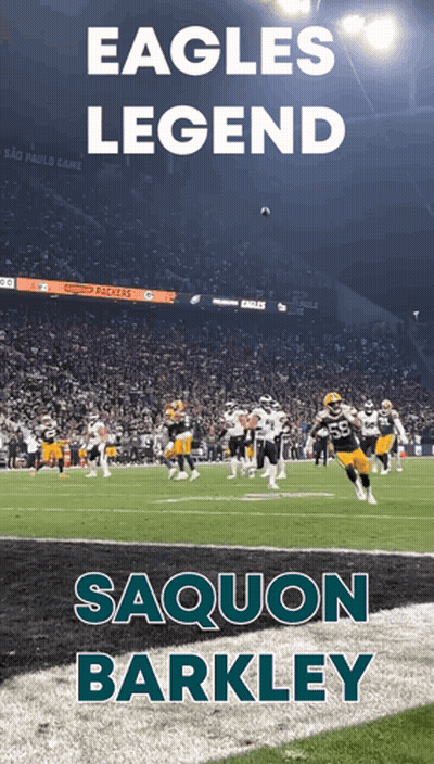 Eagles Legend Saquon Barkley On Football Field GIF