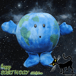 Earth Day Mascot In Space Spinning GIF
