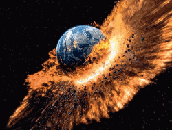 Earth Exploding Big Impact Space Explosion  GIF