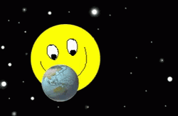 Earth Rotation Around Smiley GIF