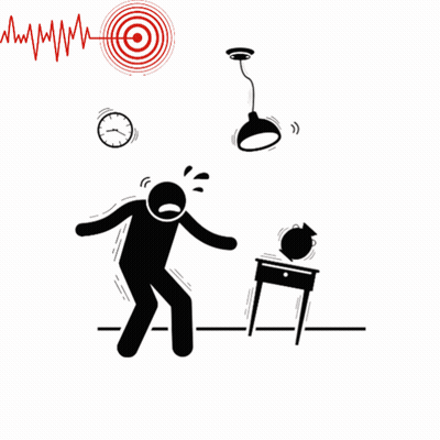 Earthquake With Clock And Lamp GIF