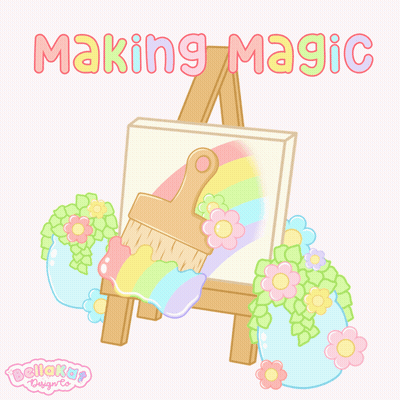 Easel With Rainbow Making Magic GIF