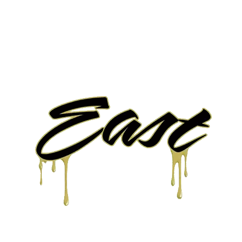 East Bold Blooded Logo With Gold Dripping Sticker