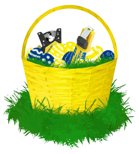 Easter Basket With Eggs And Scissors Sticker
