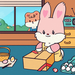 Easter Bunny Opening Cake Surprise GIF