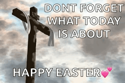 Easter Cross With Ribbon And Message GIF