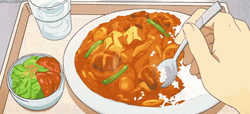 Eating On Plate Of Curry Animation GIF