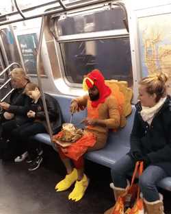 Eating Thanksgiving Dinner In Subway Meme GIF